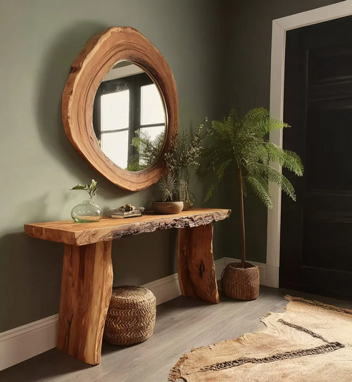 Ashdeco Reclaimed Wood Console Table – Rustic Live Edge Entryway Table