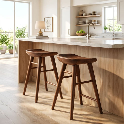 Contemporary Curved Bar Stools With Smooth Backrest For Dining