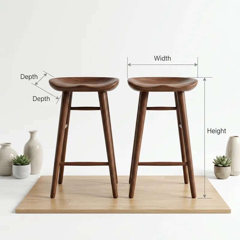 Contemporary Curved Bar Stools With Smooth Backrest For Dining