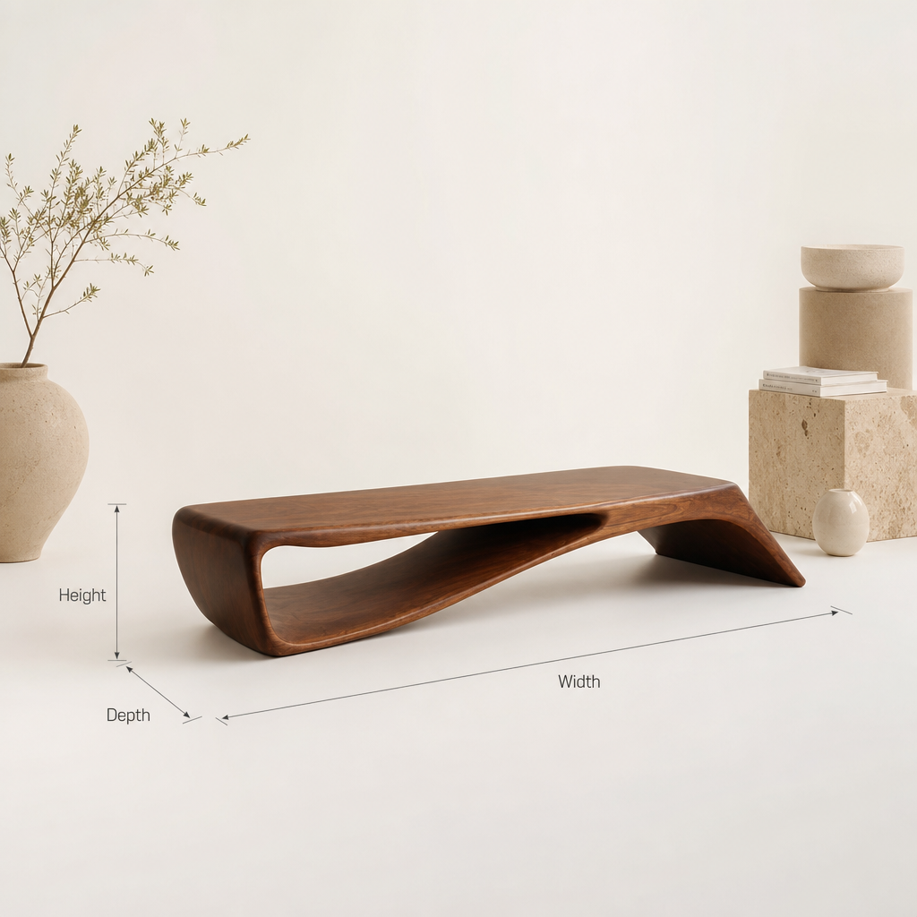 Contemporary Sculptural Bench with Flowing Curved Design – Minimalist Accent