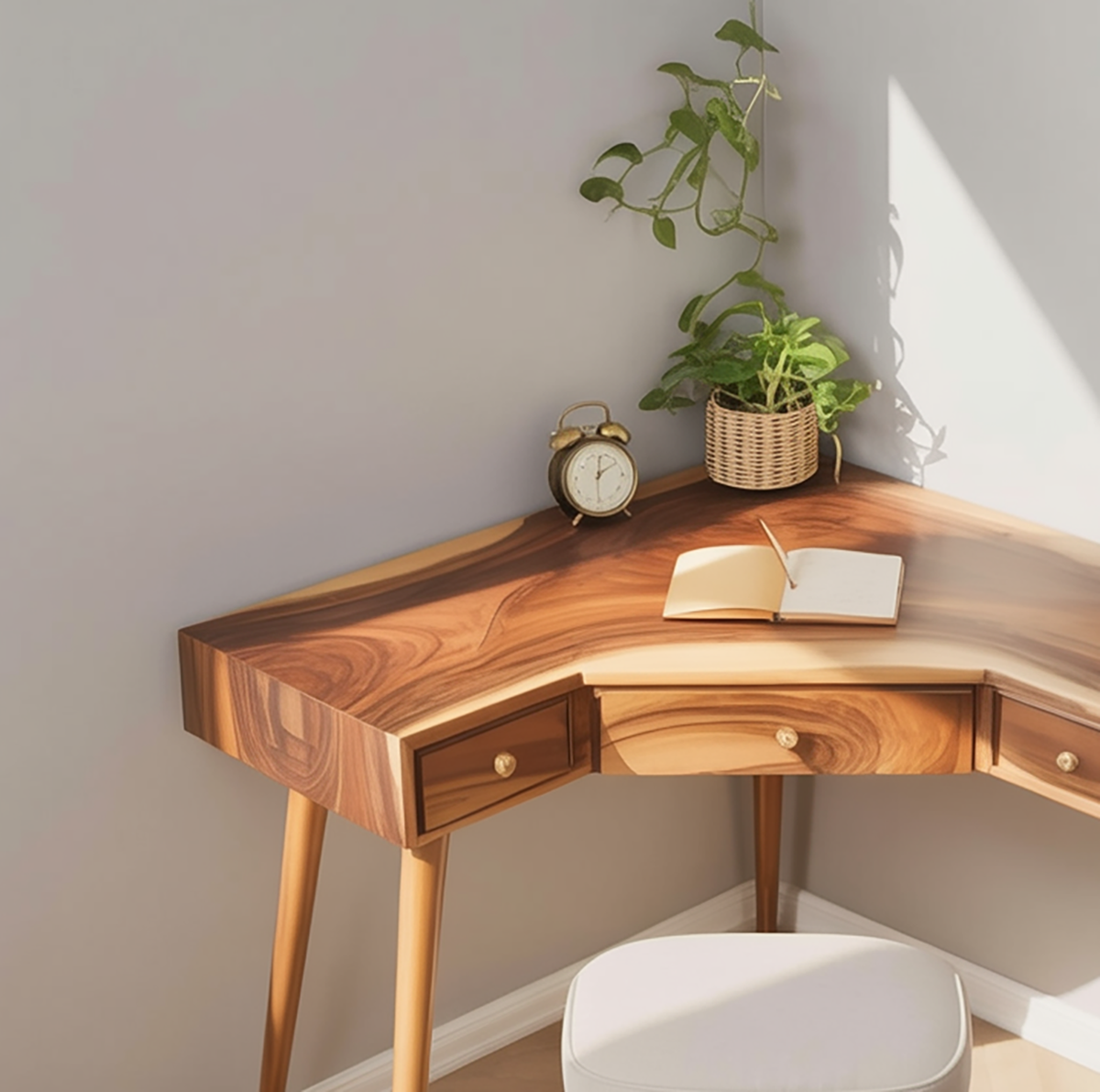 Organic modern writing desk for study or creative workspace