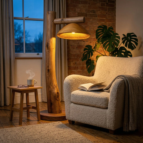 Crossbar Arm Mushroom Floor Lamp with Gill Glow Cap