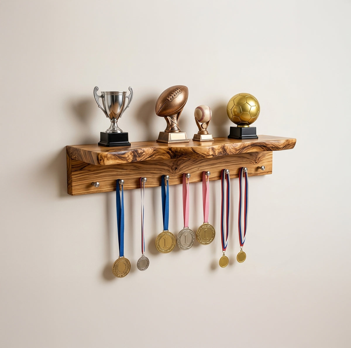 Sculptural solid wood hall tree with live edge branch design