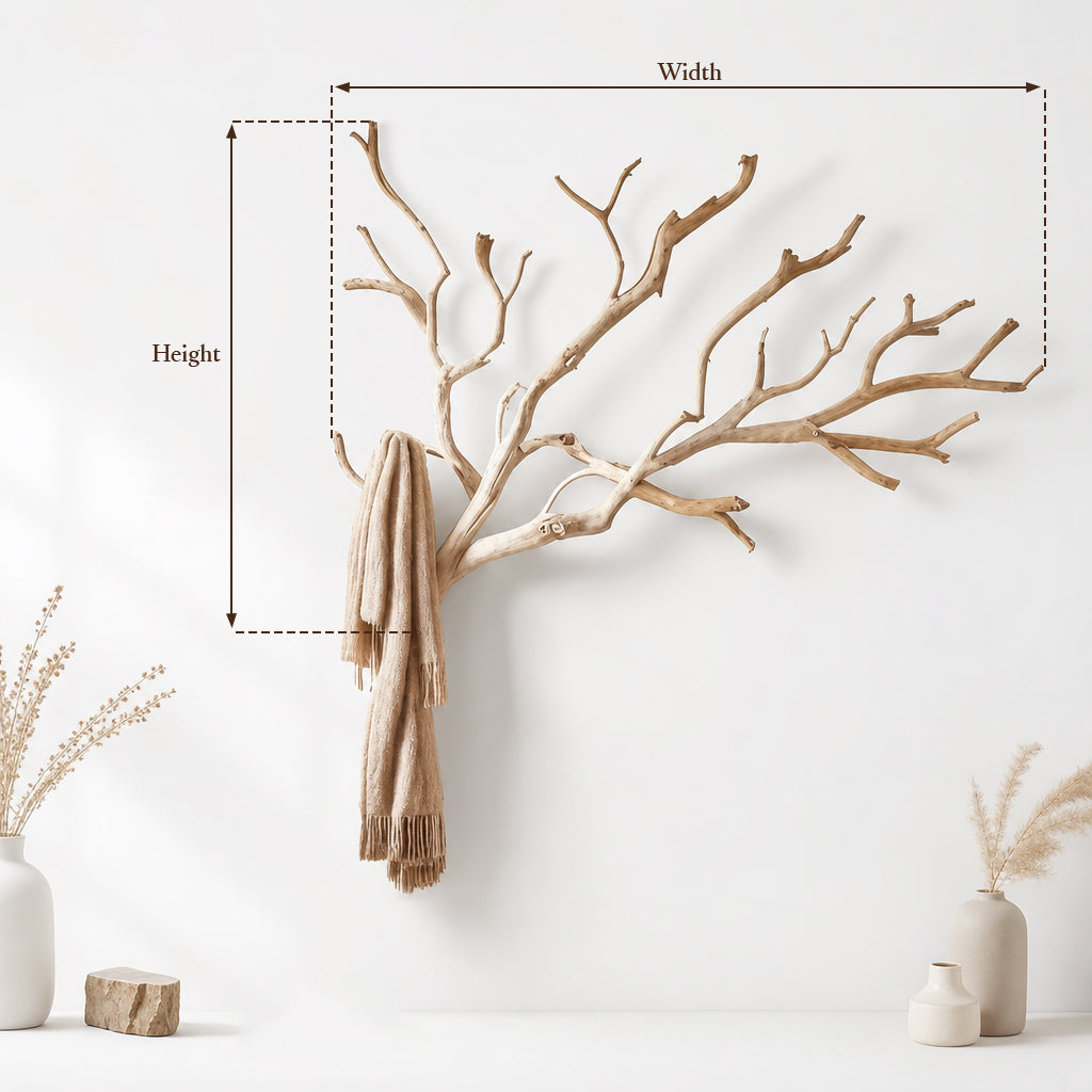Custom Wood Coat Rack – Driftwood Wall Mount Clothes Rack with Unique Hooks