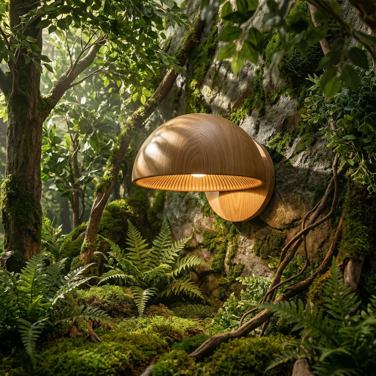 Dome Mushroom Wall Sconce | Minimalist Stemless Solid Wood Light