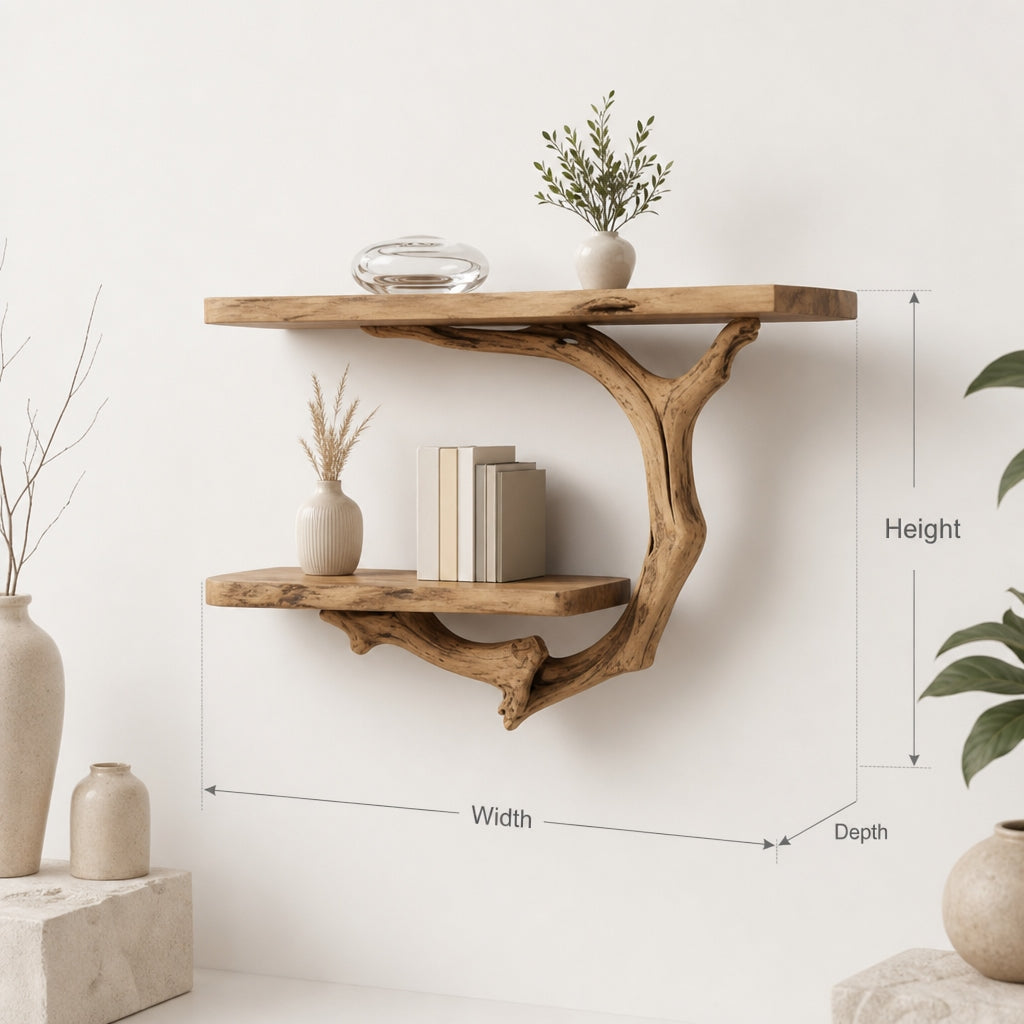 Driftwood Shelf – Handcrafted Solid Wood Wall Art & Bookshelf