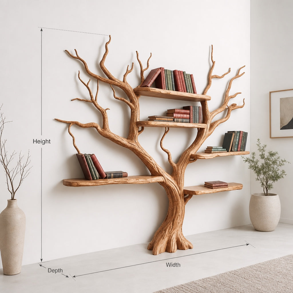 Driftwood Tree Bookshelf | Branch Floating Wall Shelf | Rustic Wooden Bookcase
