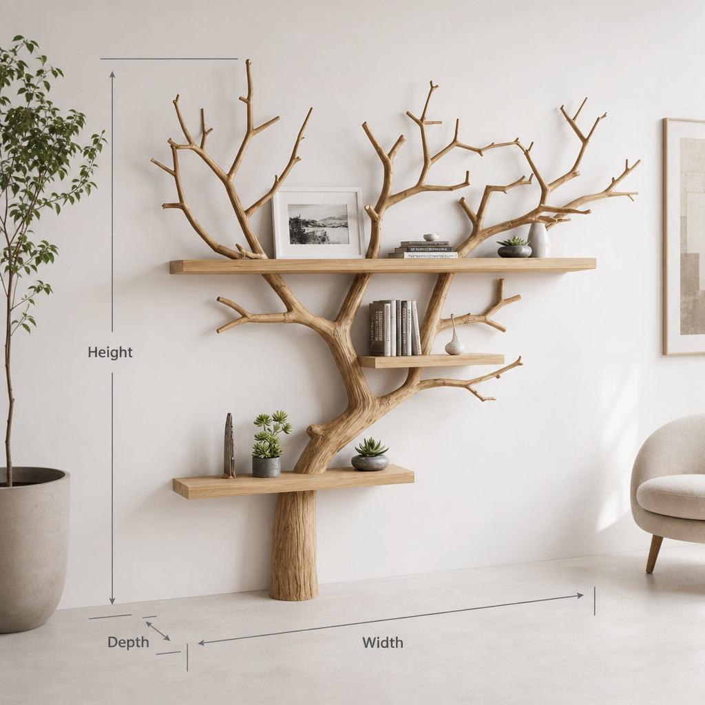Driftwood Tree Bookshelf | Branch Floating Wall Shelf | Rustic Wooden Bookcase