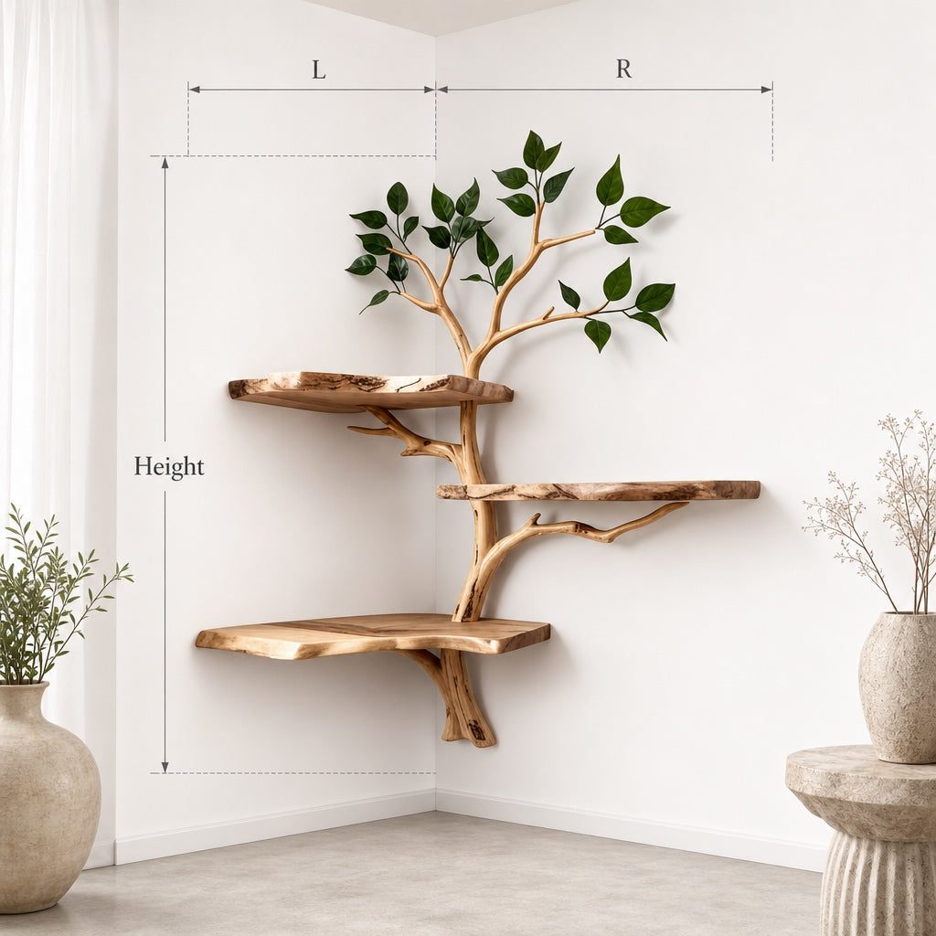 Driftwood Tree Branch Corner Shelf: Rustic Wall-Mounted Display
