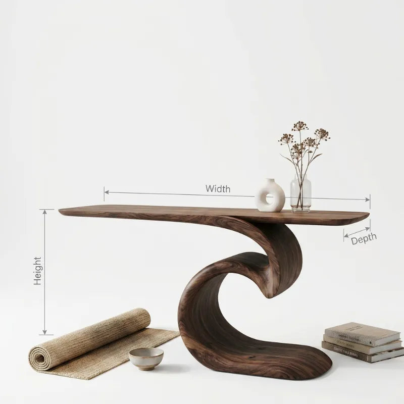 Elegant Flowing Solid Wood Console Table