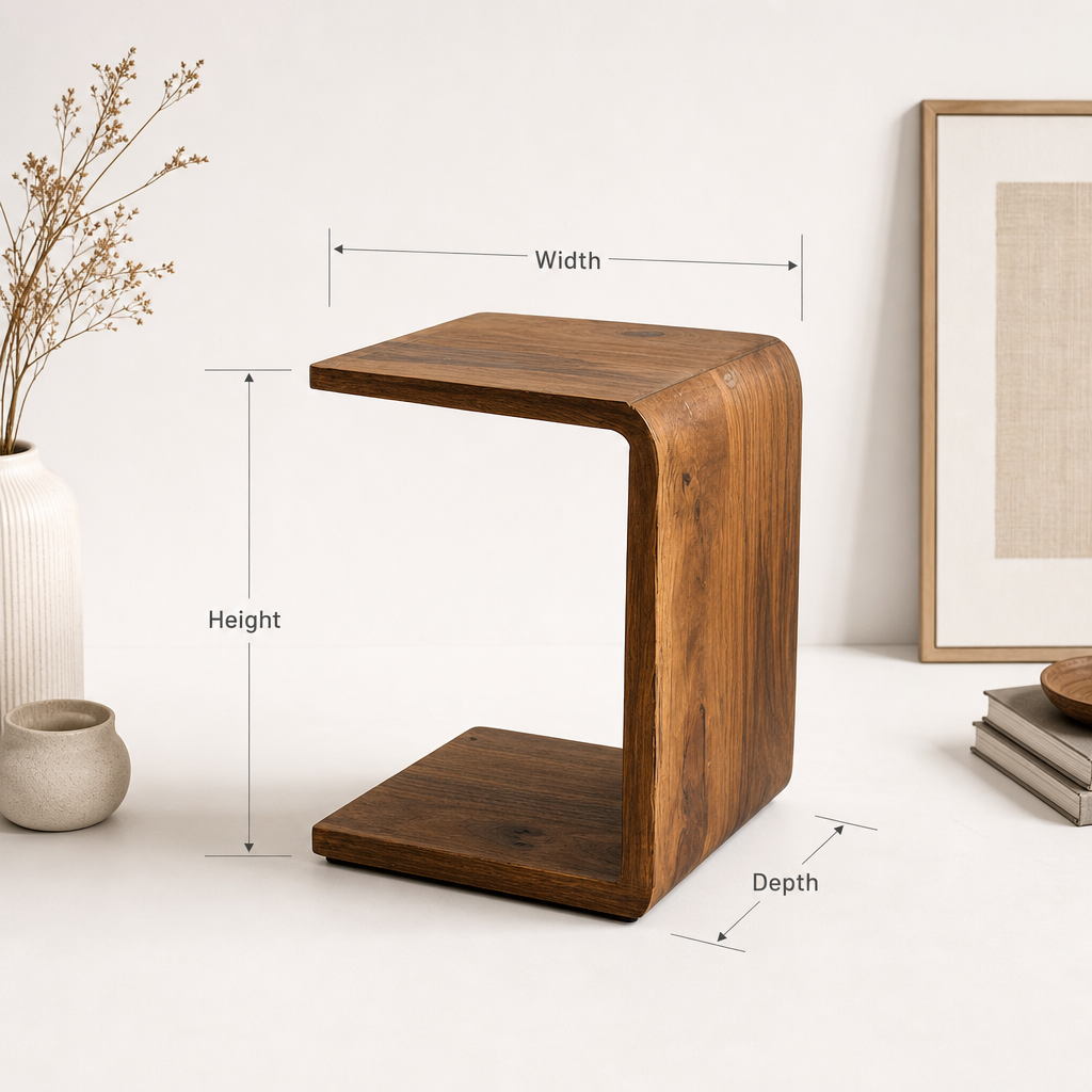 End Handmade Round End Table – Rustic Solid Wood Side Table, Farmhouse Living Room Accent