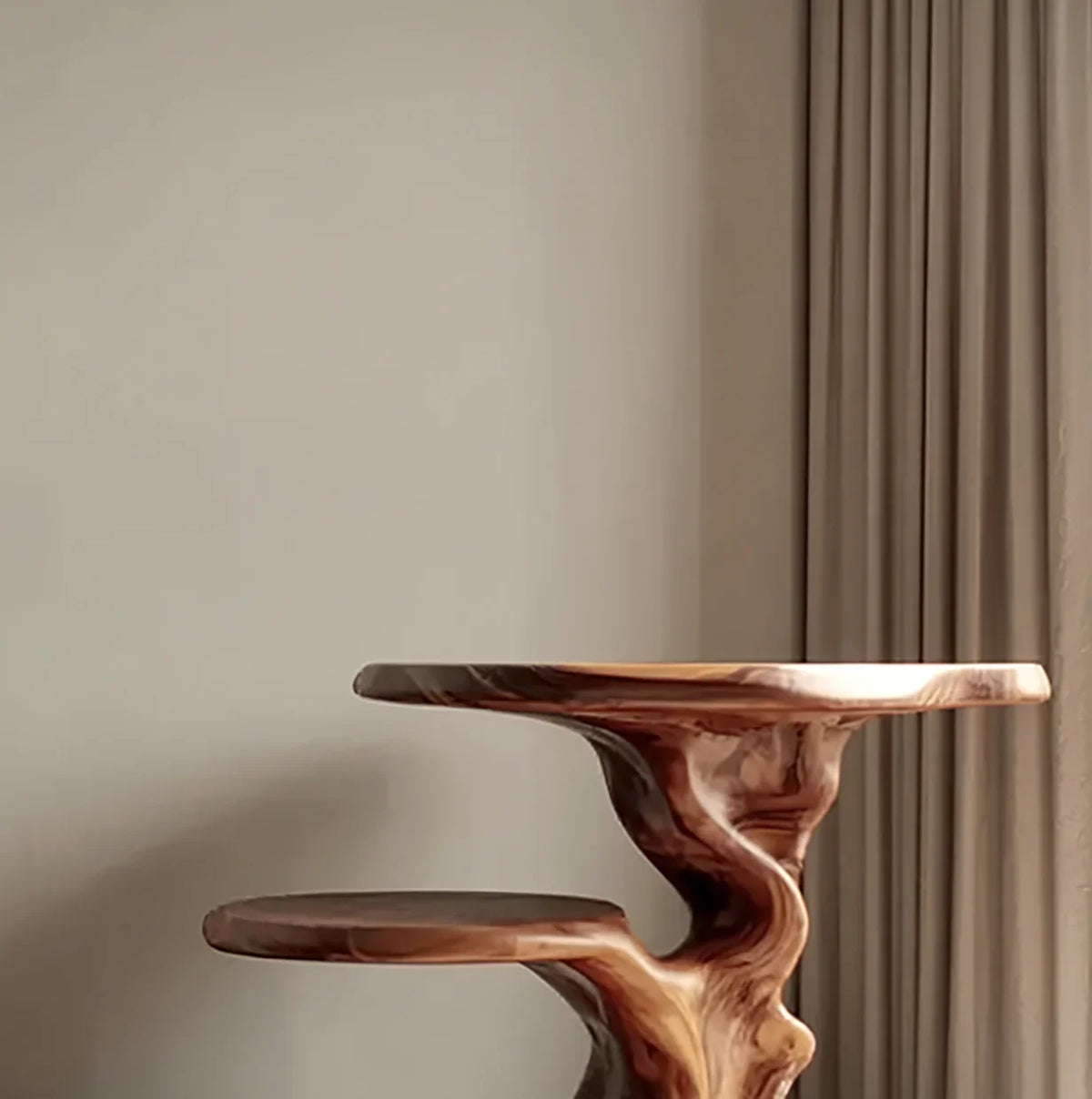 Wooden console table with integrated bookshelf for small space