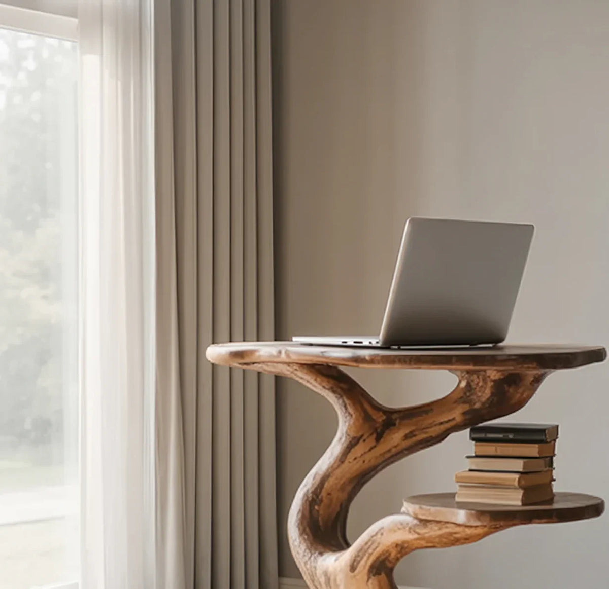 Wooden side table for reading nook and small spaces