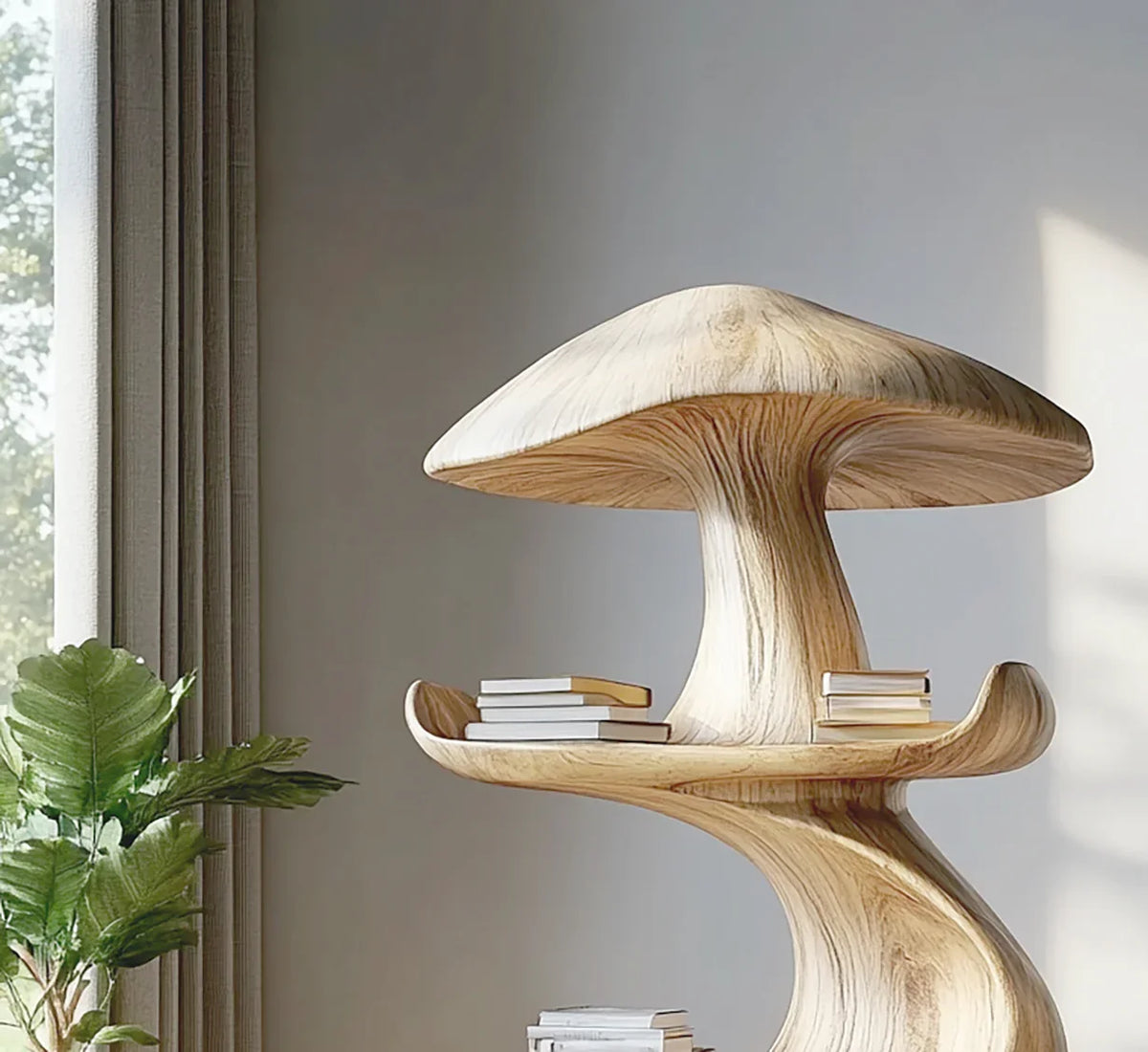 Unique mushroom shape shelf for interior design accent