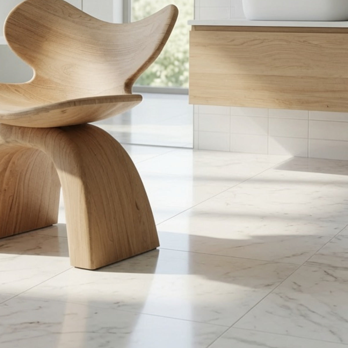 Artisan live edge wooden bathroom stool