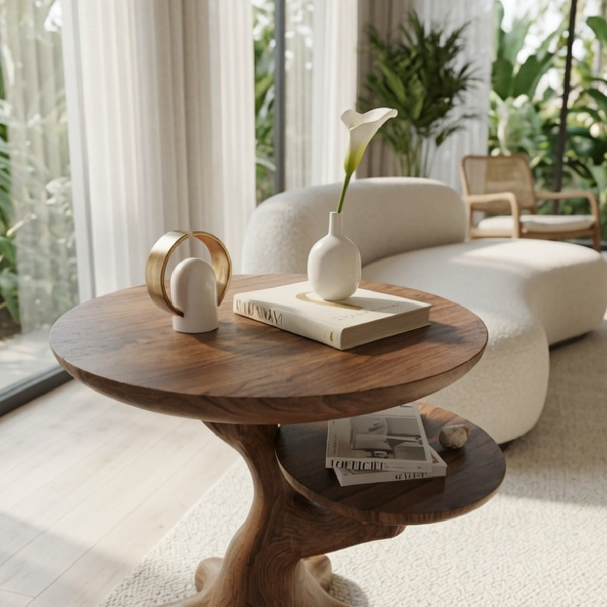 Handcrafted rustic solid wood side table