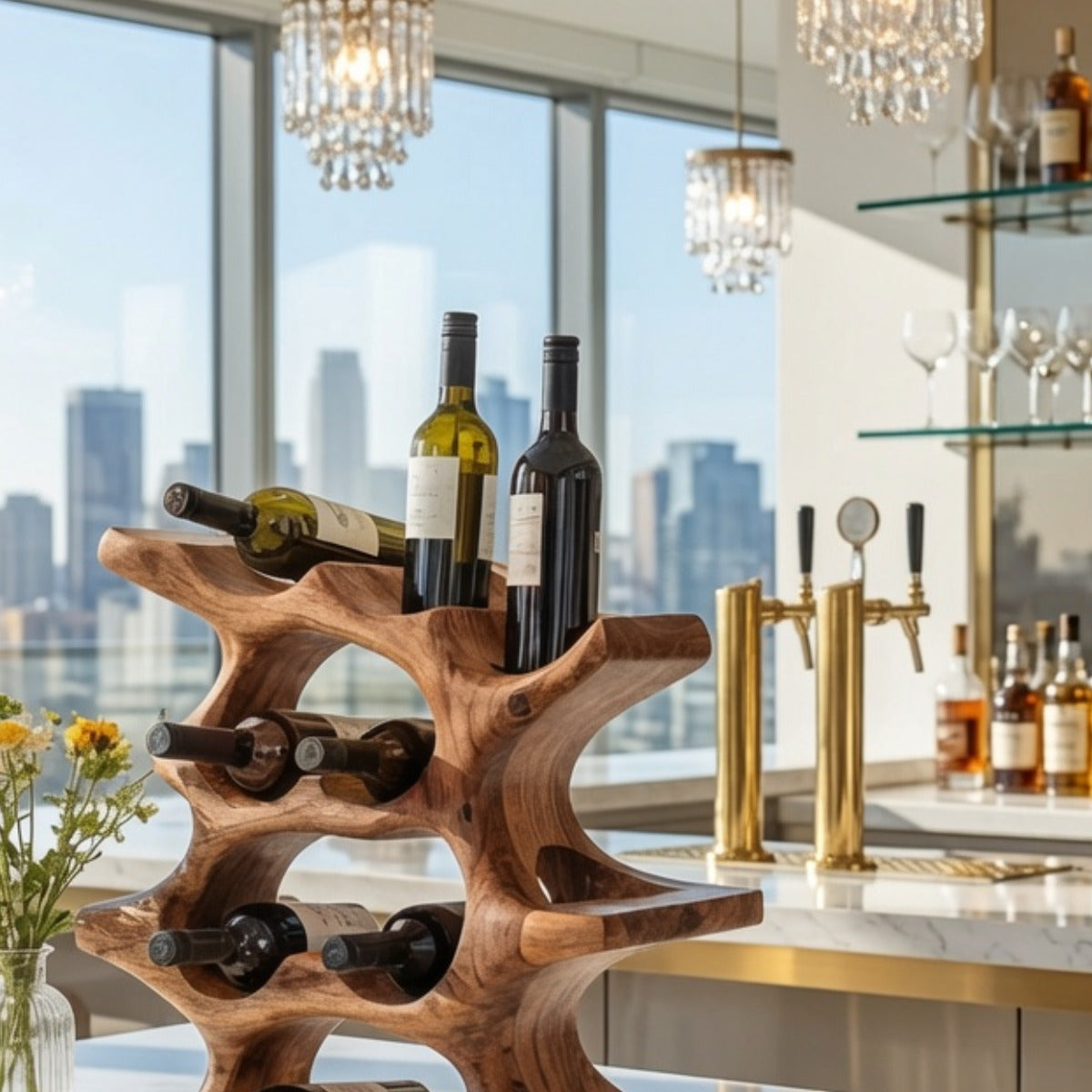 Farmhouse solid wood wine display shelf