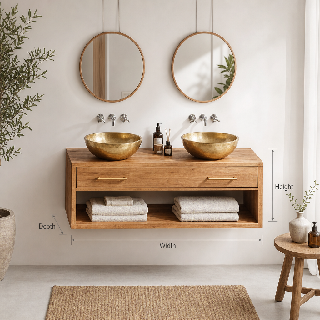 Farmhouse Bathroom Furniture With Floating Vanity