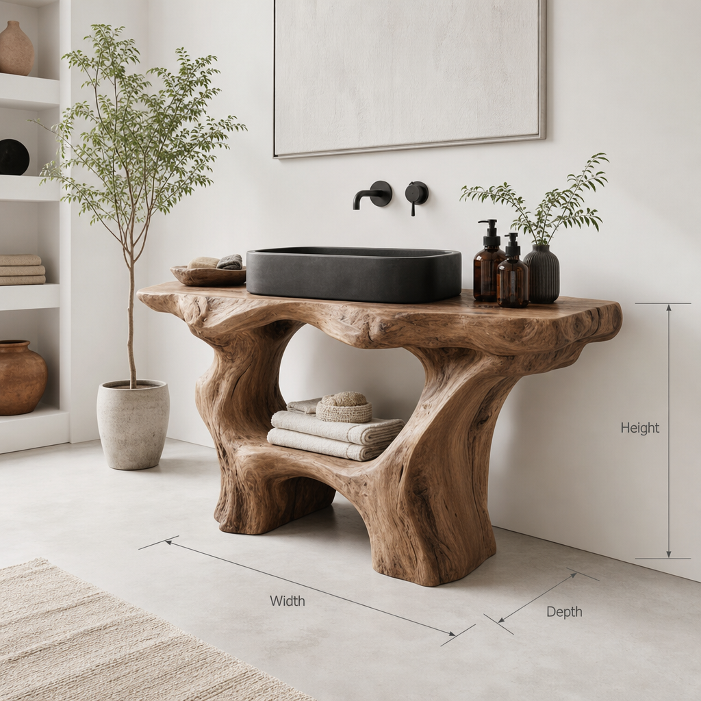 Farmhouse Solid Wood Vanity For Rustic Bathroom