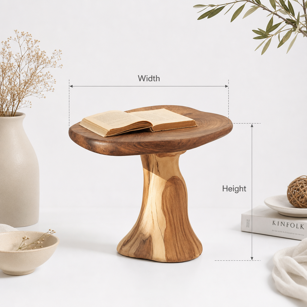 Farmhouse Wood Mushroom End Table For Livingroom