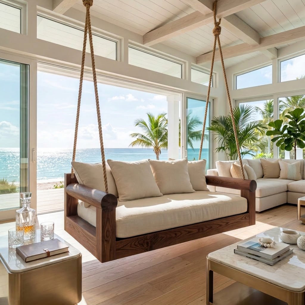 Organic sculptural daybed creating a statement seating area in a modern lounge