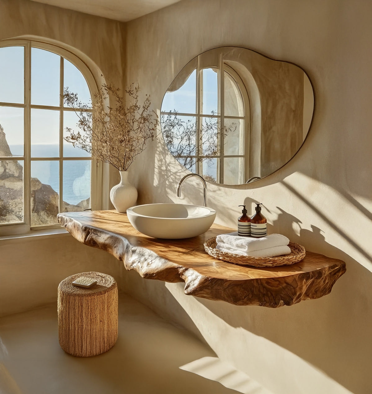 Rustic luxury floating vanity for contemporary interiors