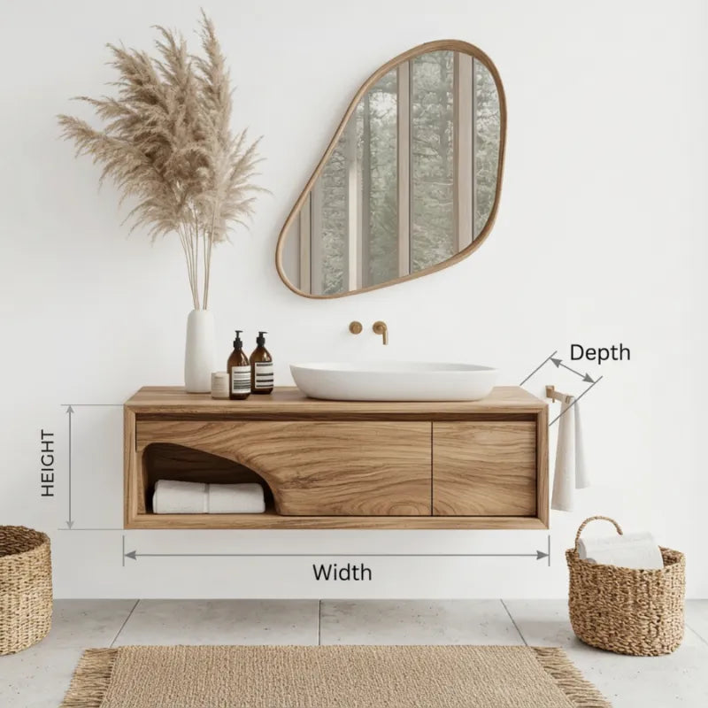 Floating Live Edge Solid Wood Bathroom Vanity
