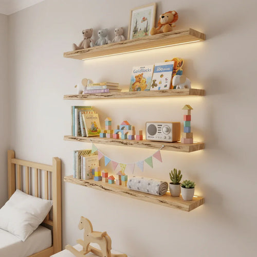 Natural Handcrafted Floating Shelf Wood Decor for Baby Nurseries