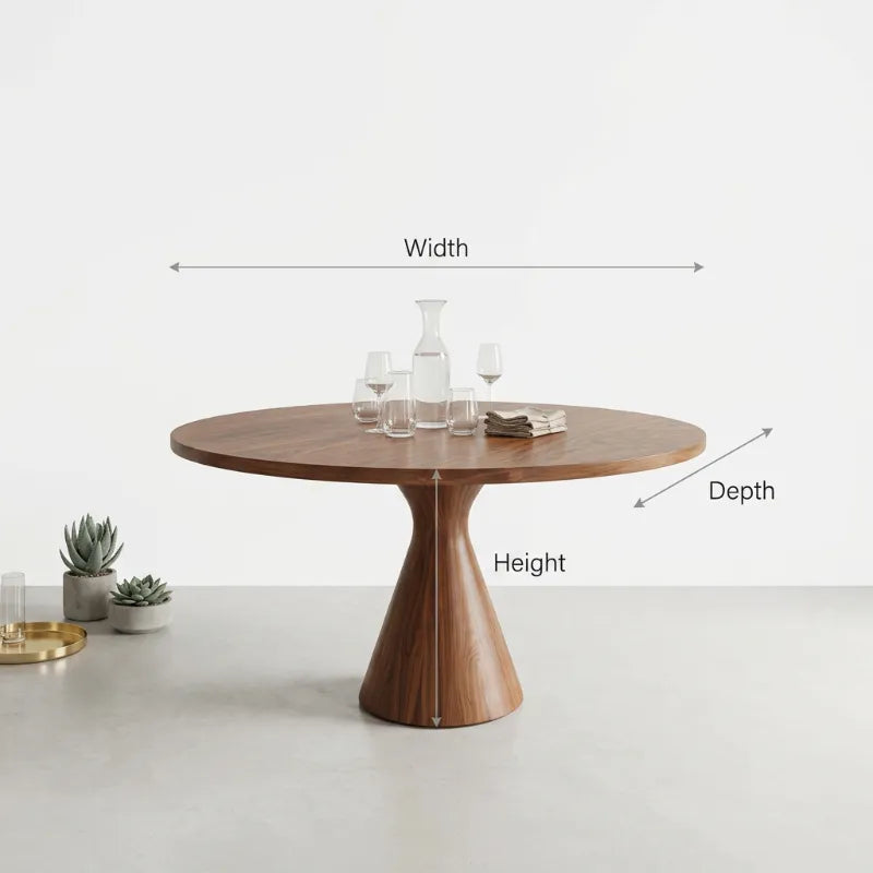 Flowing Pedestal Solid Wood Round Dining Table - Japandi Living Sculpture