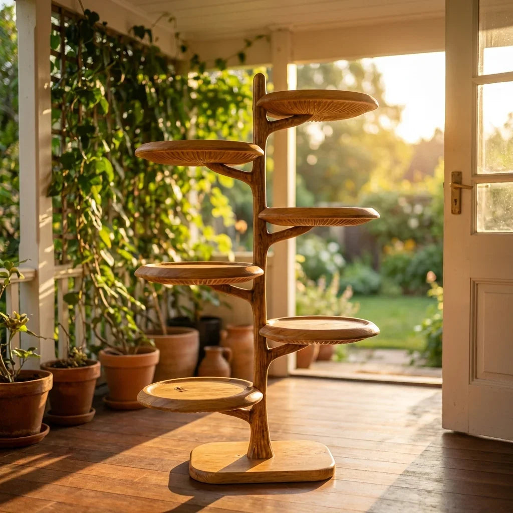 Freestanding Mushroom Tree Bookshelf With Carved Gill Shelves - Ashdeco 2026