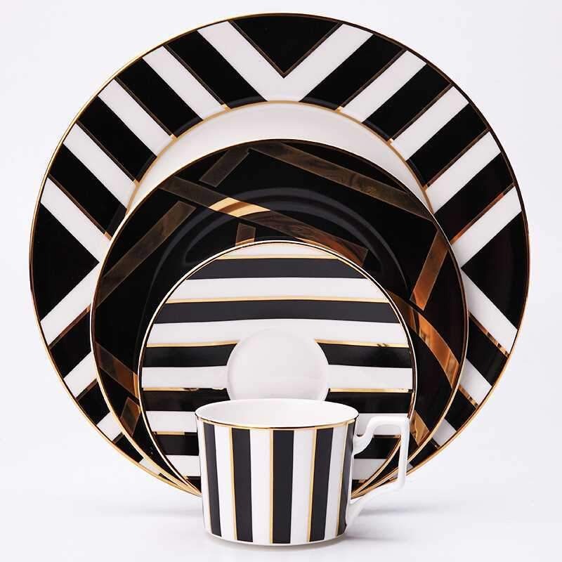 Deluxe Black & White Dining Set