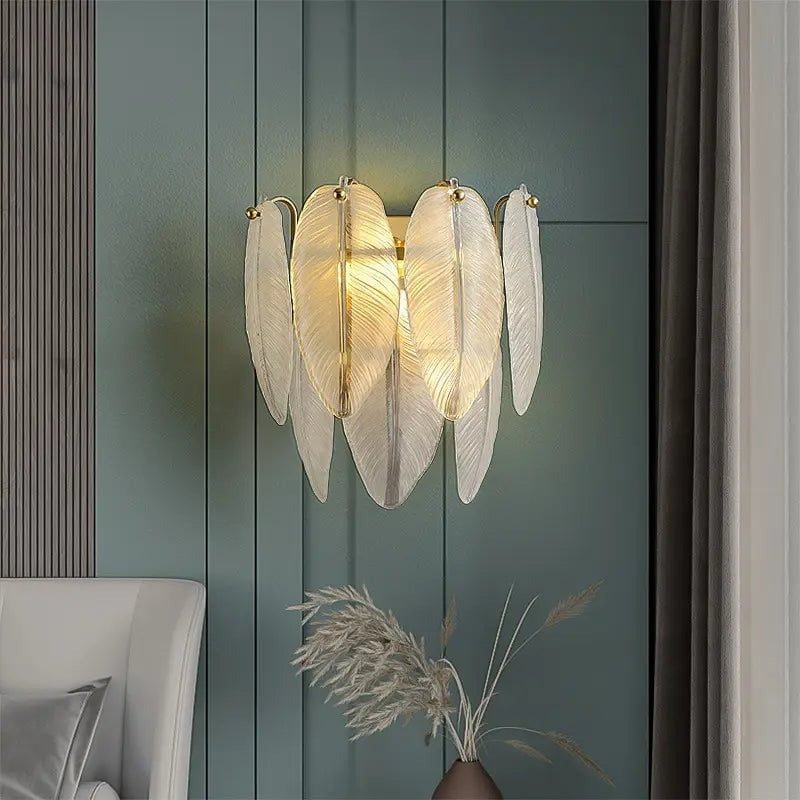 Luxurious Glass Leaves Wall Light