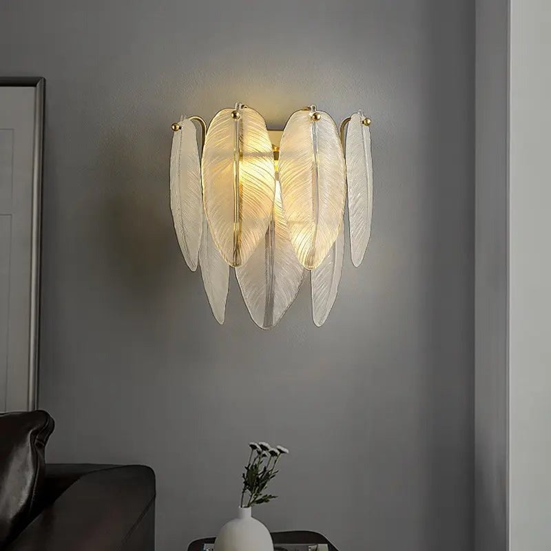 Luxurious Glass Leaves Wall Light