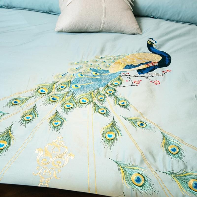 Peacock Teal Duvet Cover Set