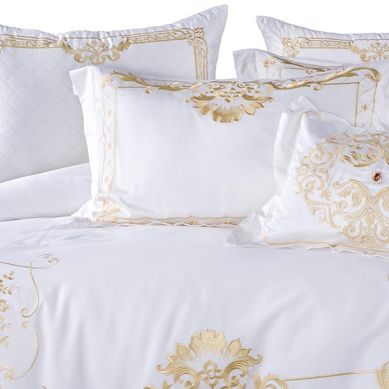 Deluxe White and Gold Duvet Cover Set