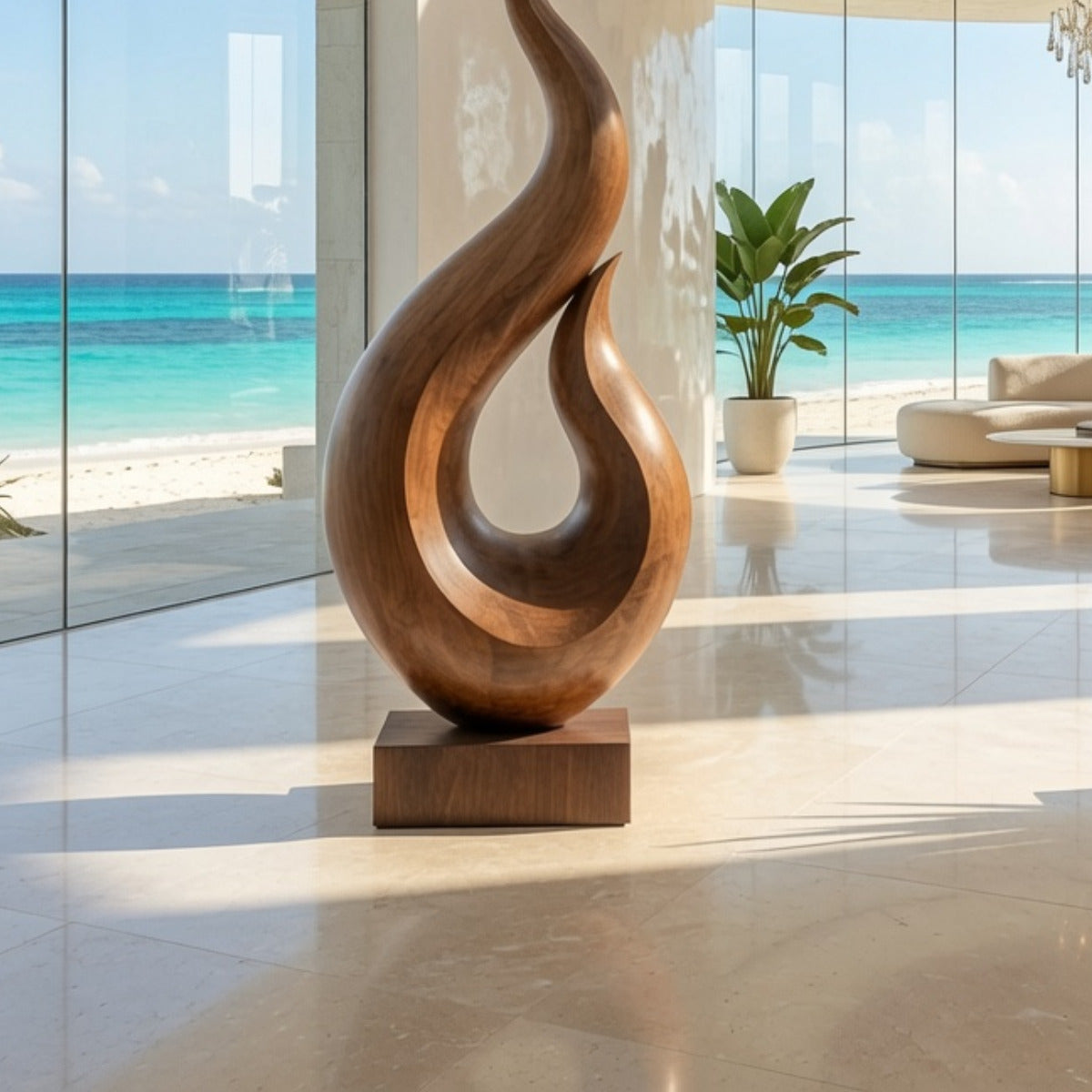 Contemporary handcrafted wooden art sculpture