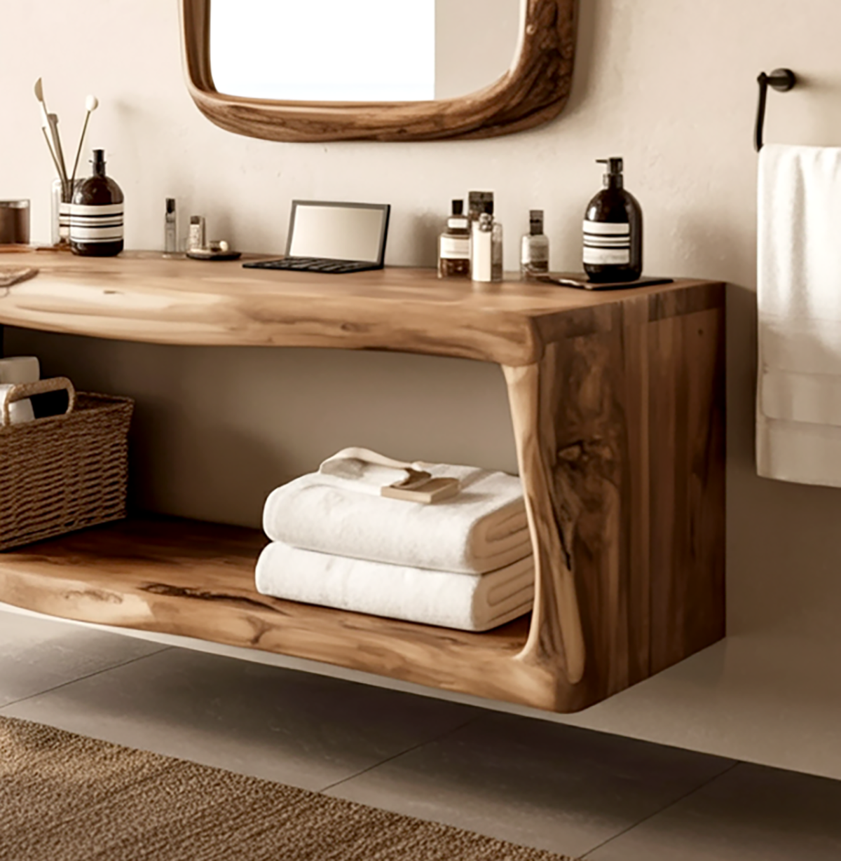 Handcrafted Bathroom Storage Cabinet For Furniture Decor
