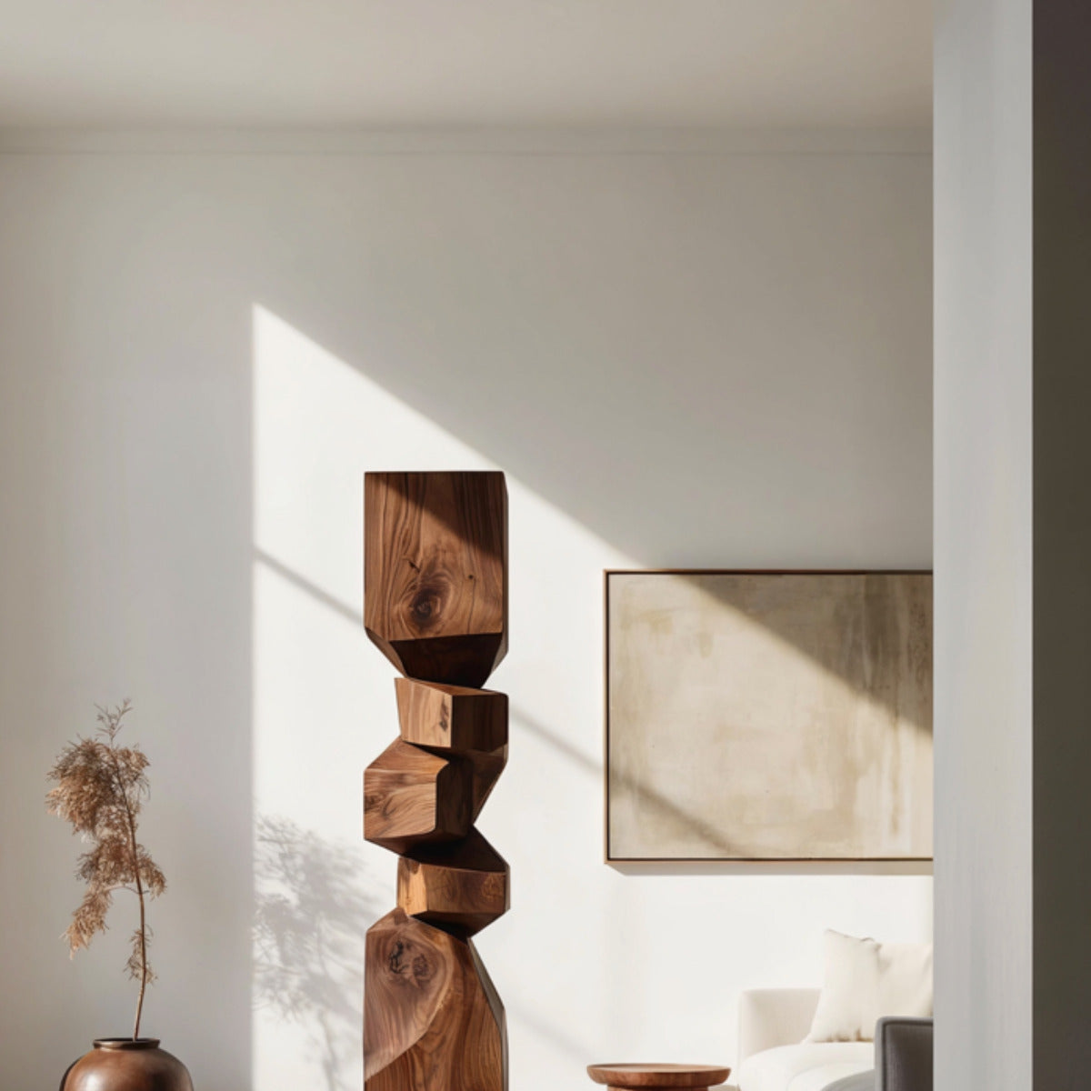 Contemporary solid wood abstract sculpture
