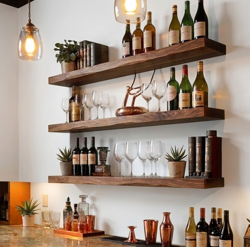 Handcrafted Live Edge Floating Whiskey Bar – Gift for Dad Who Loves Fine Spirits