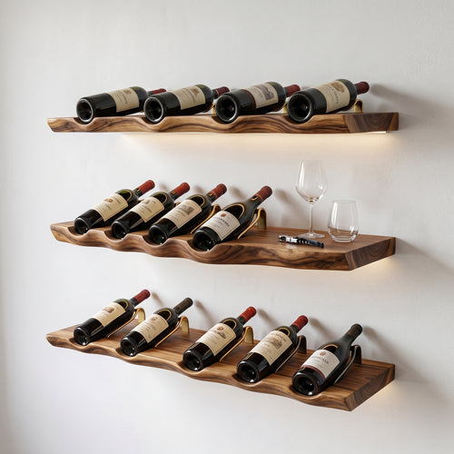 Handcrafted Live Edge Floating Whiskey & Wine Bar – Special Gift for Sports & Wine Loving Dad