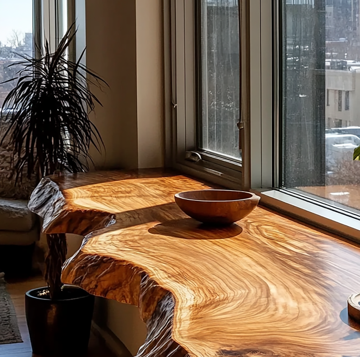 Rustic farmhouse coffee table made from reclaimed solid wood