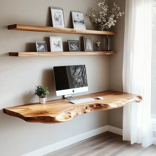 Handcrafted Organic Home Office Wall Desk