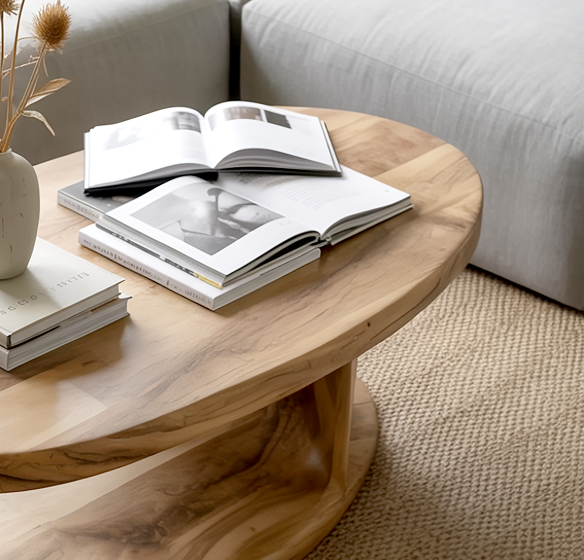 Handcrafted Oval Solid Wood Coffee Table Organic Elegance Meets Everyday Functionality