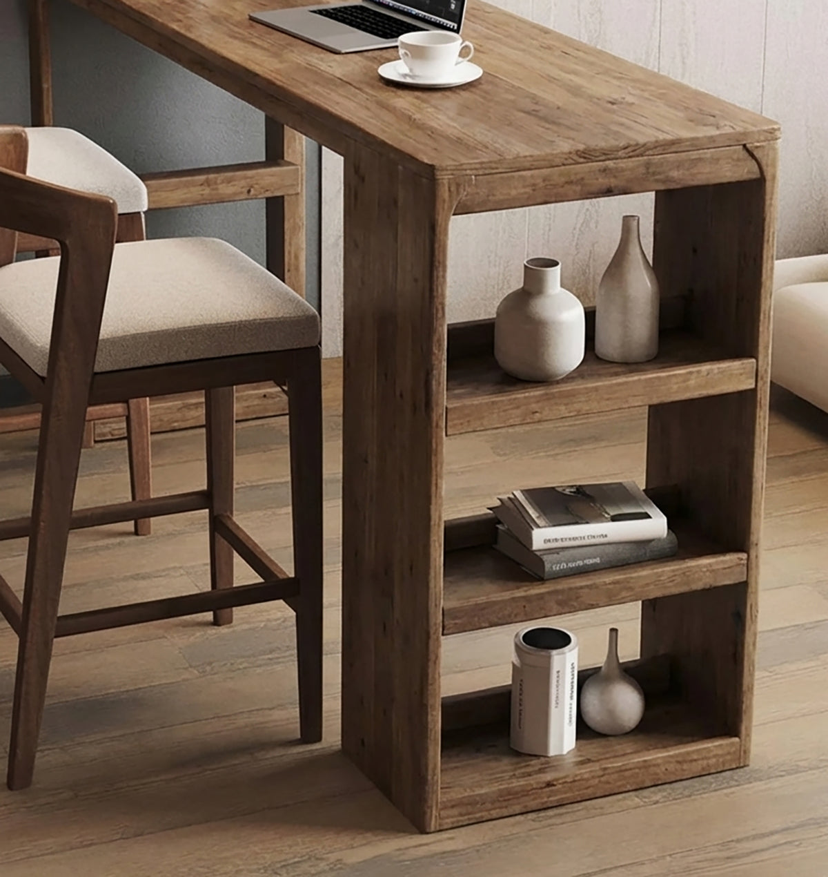 Handcrafted Rustic Solid Wood Bar Table with Live Edge