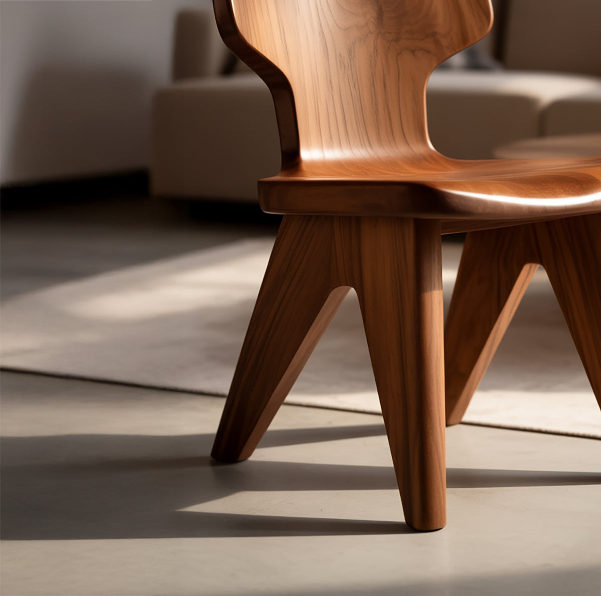 Artistic wooden chair with curved organic design