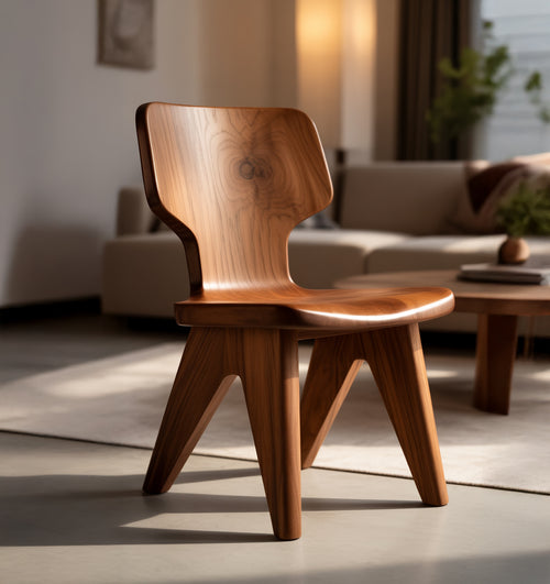Handcrafted Solid Wood Artistic Chair – Flowing Sculptural Silhouette
