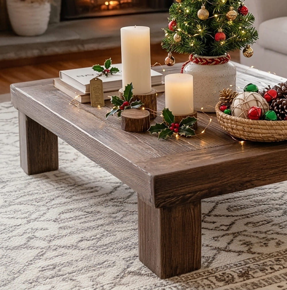 Contemporary handcrafted wooden coffee table