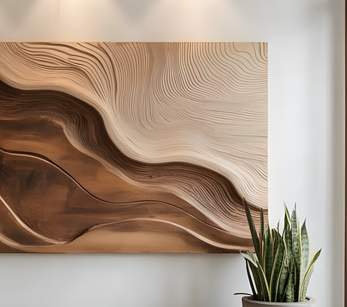 Handcrafted Solid Wood Carved Wall Art-Organic Wave Sculpture