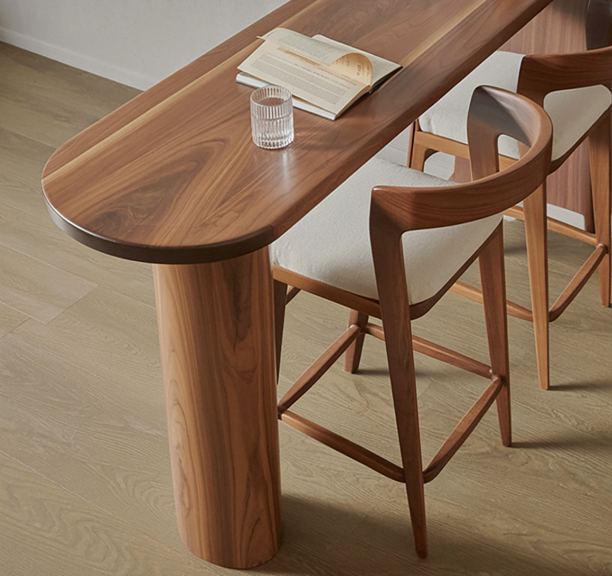 Handcrafted Solid Wood Sculptural Dining/Bar Table – Fluid Organic Design
