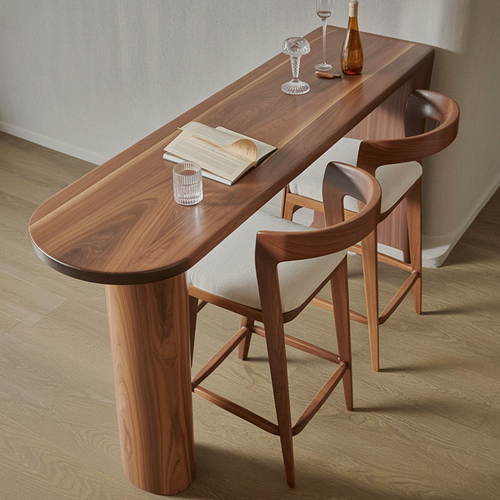 Handcrafted Solid Wood Sculptural Dining/Bar Table – Fluid Organic Design